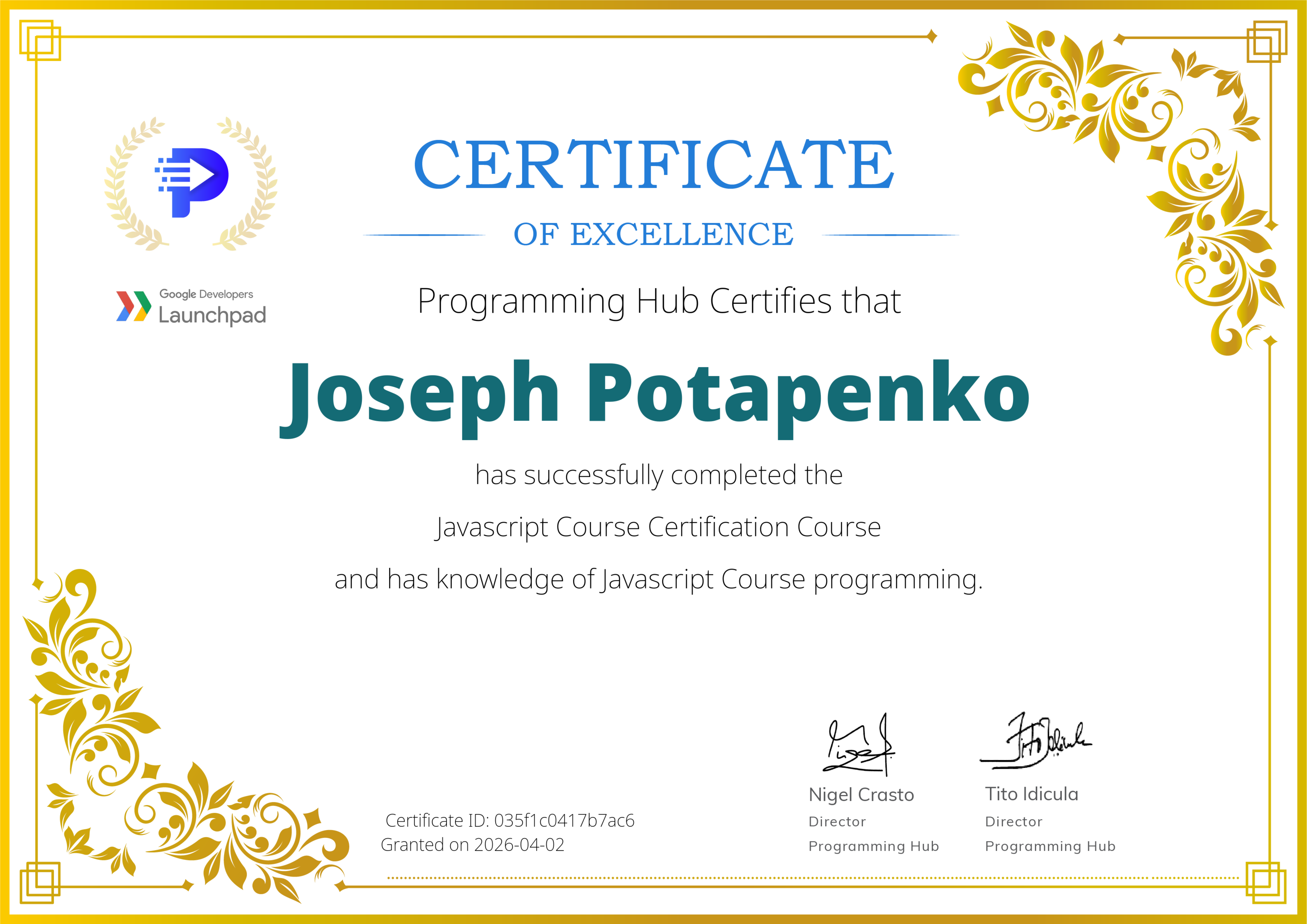 Certificates